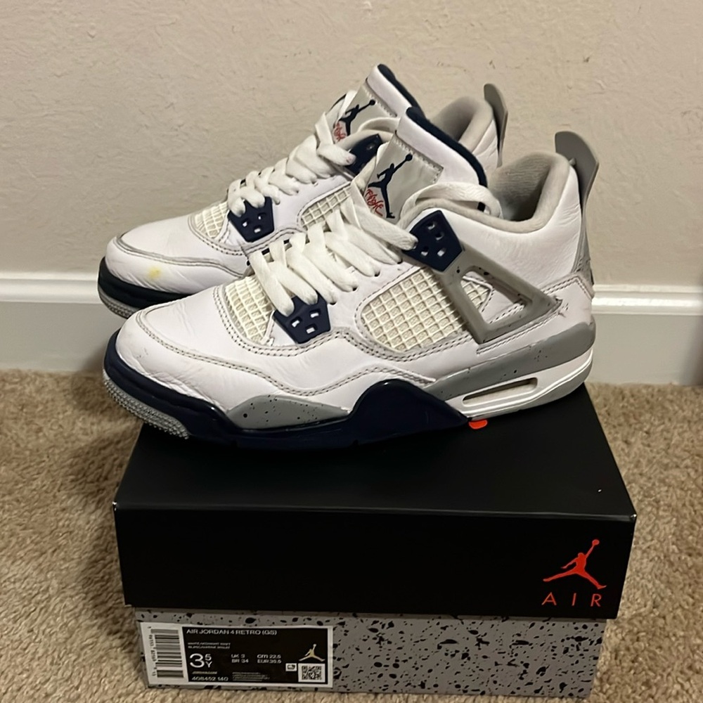 Air Jordan White/ Midnight Navy 3.5 Y